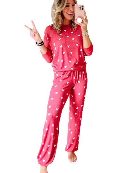 Long Sleeve Heart Pajama Set