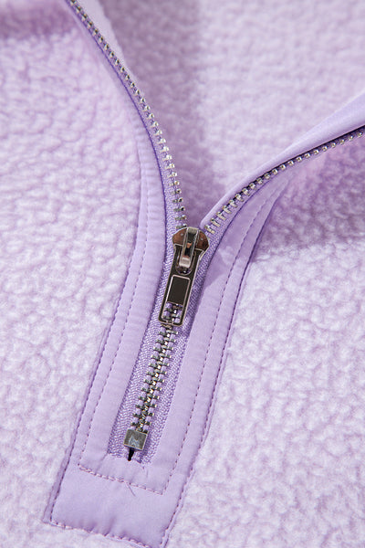 Cozy Women's Lavender Fuzzy Hoodie with Zipped Pockets and Drawstring for Casual Chic Comfort