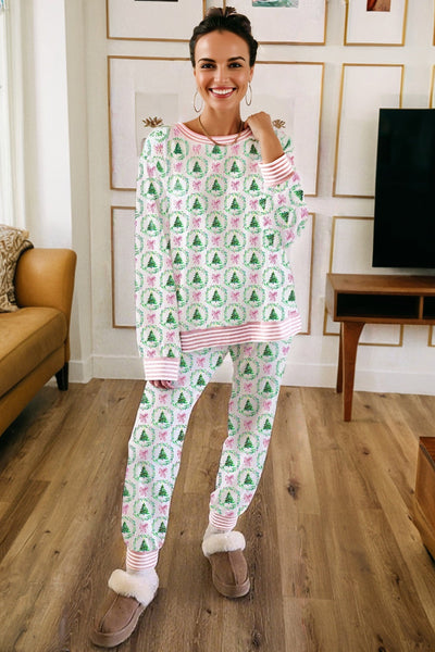 Festive Red Cozy Women's Christmas Lounge Set - Relaxed Fit Soft Fabric for Ultimate Holiday Comfort and Style