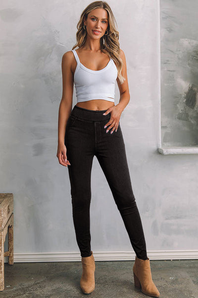 Stylish Women's Black High Waist Slim Fit Jeggings - Comfortable Stretch Fabric for Effortless Casual Looks