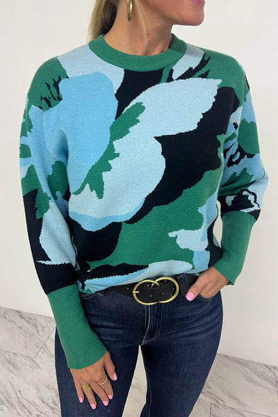 Chic Women's Green Hollis Sweater - Cozy Knit Pullover with Relaxed Fit for Effortless Casual Style