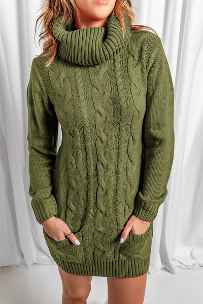 Cozy Women's Cable Knit Sweater Dress in Soft Beige Chic, Comfortable Fit for Fall and Winter Fashion