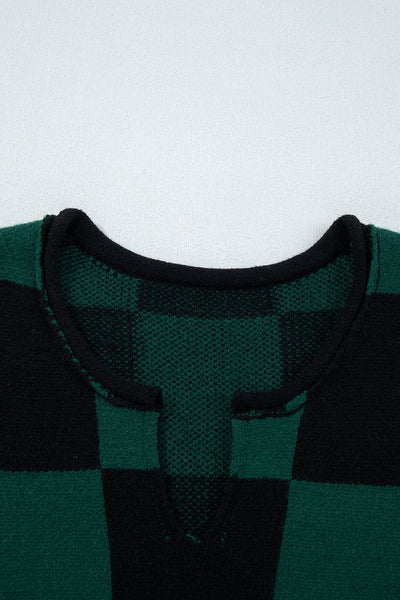 Women's Soft Knit Checked Sweater - Cozy Casual Fit for Fall & Winter Layering in Trendy Colors