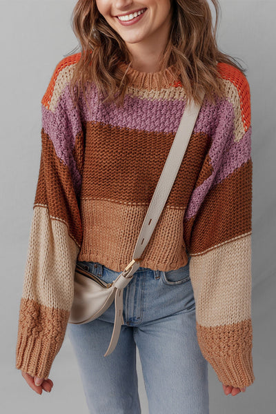 Vibrant Women's Colorblock Sweater - Cozy Knit, Stylish Fit for Casual Outings and Everyday Comfort