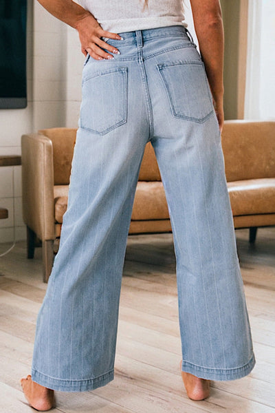 Stylish Women's Classic Blue Wide Leg JeansFlattering Fit for Effortless Comfort and Trendy Everyday Wear
