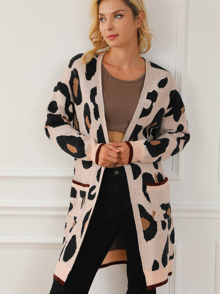 Leopard Print Knit Midi Cardigan