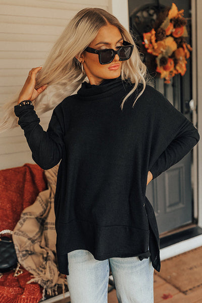 Chic Women's Black Cowl Neck Tunic Top - Effortless Style & Comfort for All Seasons, Perfect for Casual or Dressy Looks
