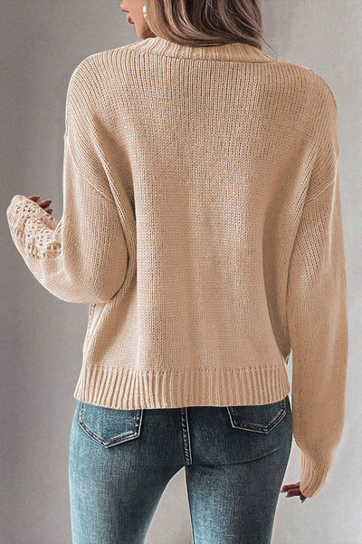 Cozy Beige Open Knit Cardigan for Women - Effortless Drop Shoulder Lightweight Sweater for Stylish Layering