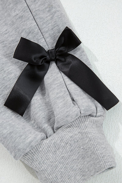 Trendy Women's Cozy Ribbon Bow Sweatshirt - Stylish Casual Top for Effortless Everyday Chic in Soft Fabric