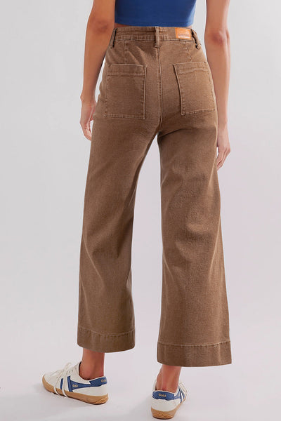 Women's High-Waisted Utility Cropped Jeans in Toasted Almond