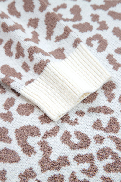 Chic Women's Oversized Leopard Print Cardigan - Cozy Knit Sweater for Effortless Layering and Everyday Style
