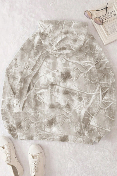 Women's Beige Woodland Camouflage Oversized Hoodie