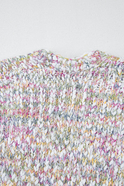 Stylish Women's Multicolor Yellow Confetti Knit Cardigan - Open Front, Perfect Layering Piece for Any Outfit