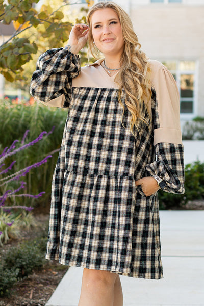 Plus Size Women's Casual Plaid Dress - Chic Short Sleeve Style for Everyday Comfort and Effortless Fashion