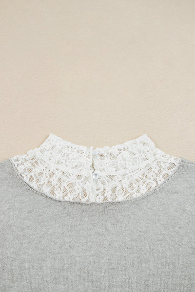 Cozy Women's Pastel Lace Patchwork Sweater - Chic Casual Style for Effortless Everyday Elegance