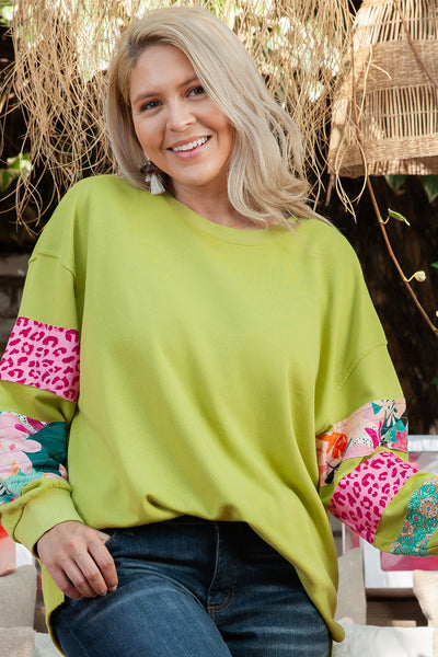 Plus Size Women's Cozy Green Sweatshirt - Soft, Stylish, Perfect for Casual Outings and Everyday Comfort
