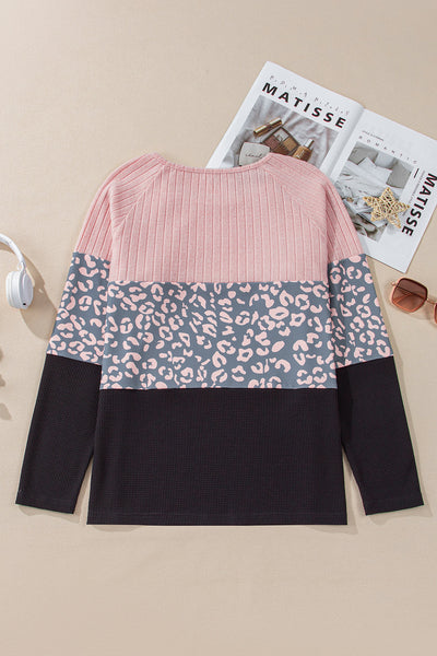 Trendy Women's Pink Cheetah Print Button-Up T-Shirt - Casual Round Neck Top for Everyday Comfort and Style