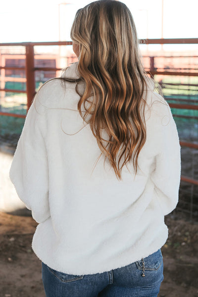 Snow Leopard Half-Zip Fleece Sweatshirt with Patch Pocket