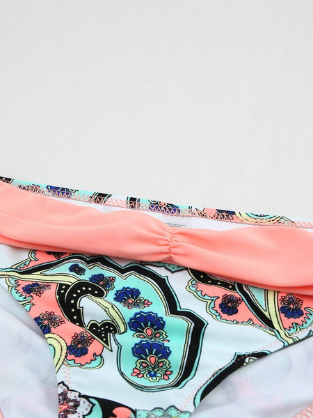 Women's Seductive Pink Push-up Bikini Set with Padded Gather