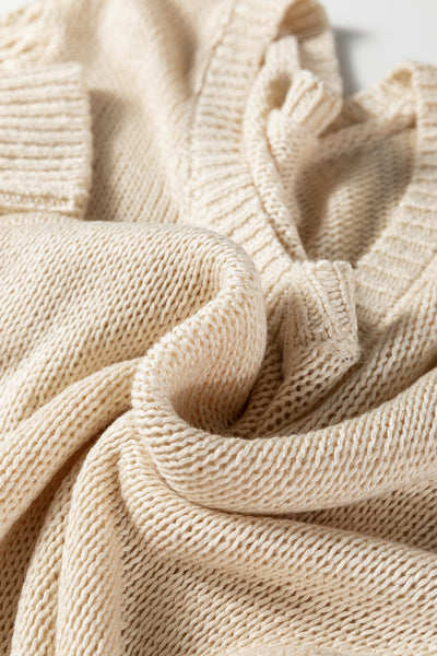 Women's Jet Stream V-Neck Sweater with Pointelle Knit Sleeves
