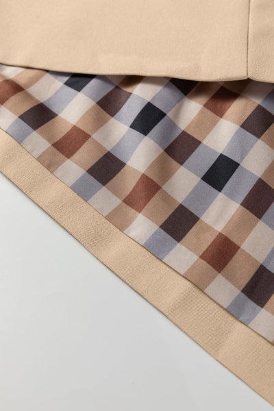 Women's Parchment Plaid-Lined Single-Breasted Short Trench Coat