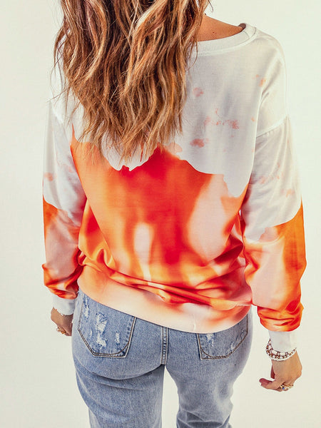 Colorful Tie-Dye Long Sleeve Hoodies with Round Neck