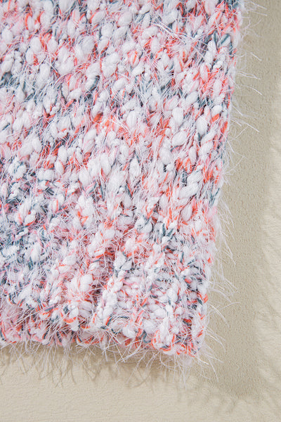 Cozy Women's Multicolor Pink Confetti Open Front Knit Cardigan - Stylish Layer for Casual Looks and Everyday Comfort
