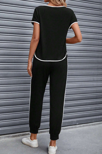 Stylish Women's Matching Set with Button-Up Bomber Jacket and Drawstring Pants