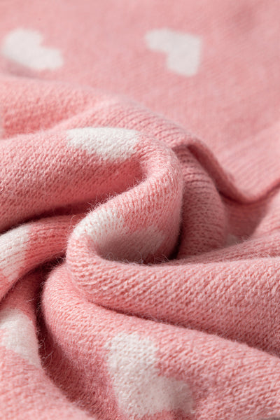 Women's Light Pink Heart Pattern Cardigan Sweater for Women - Cozy Button-Front Knit Layer for Casual Chic Style made for easy styling and wardrobe