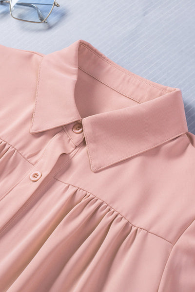 Women's Solid Long-sleeved Lapel Shirt in Blouses & Shirts