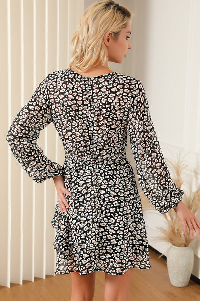 Ruffle Sleeve V Neck Floral Chiffon Maxi Dress