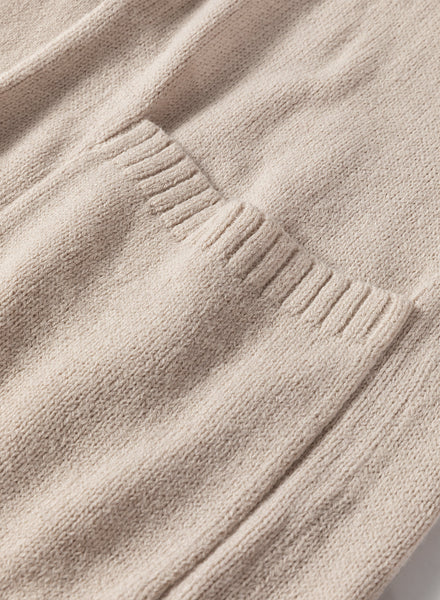 Chic Beige Long Knit Cardigan for Women - Open Front, Relaxed Fit, Stylish Layering Piece with Convenient Side Pockets