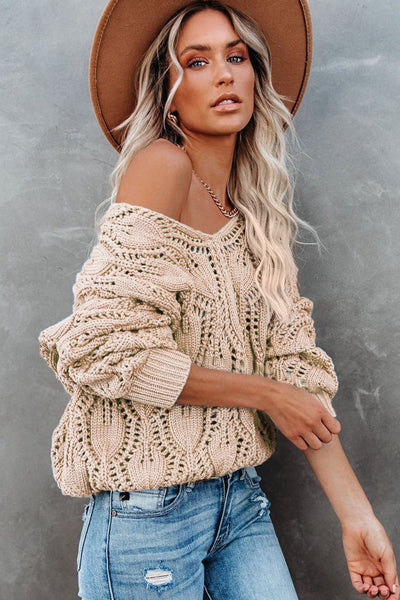 Chic Women's Hollow Out Sweater in Soft Knit - Breathable Casual Style for Year-Round Comfort and Versatility
