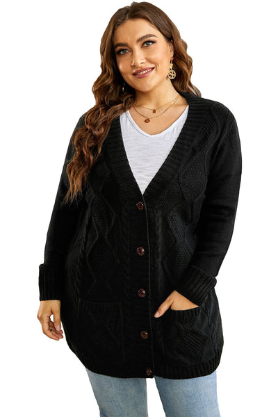 Stylish Black Cardigan for Women with Pockets and Button Closure - Versatile Layering Essential for Any Occasion