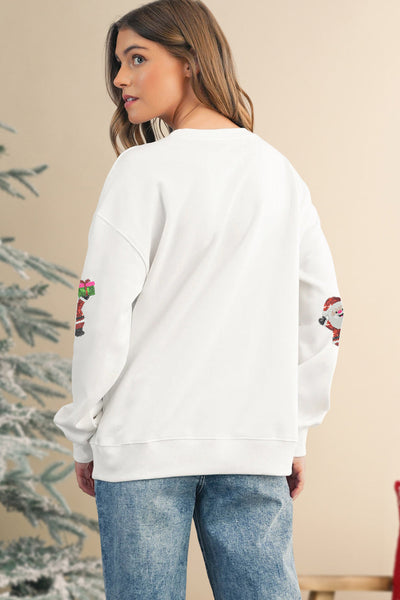 Women's Santa and Gift Sequin Embellished Christmas Sweatshirt with practical styling and dependable silhouette control.