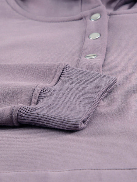Drawstring V-Neck Hoodie with Front Pocket