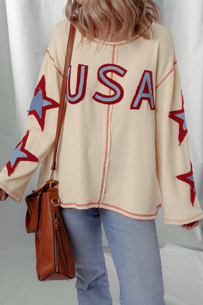 Trendy Women's Long Sleeve Exposed Seam Top in Soft Cotton - Comfortable Casual Style for Effortless Everyday Looks