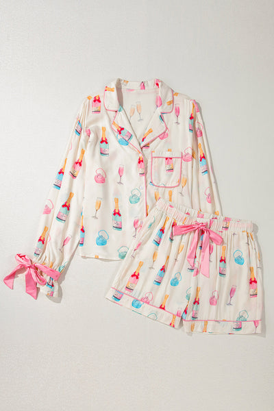 Women's Champagne and Ring Print 100% Viscose Pajama Set with practical styling and dependable silhouette control.