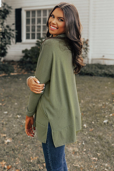 Women's Jungle Green Cowl Neck Tunic Top - Casual Shift Style with Easy Fit for Everyday Comfort and Effortless Chic