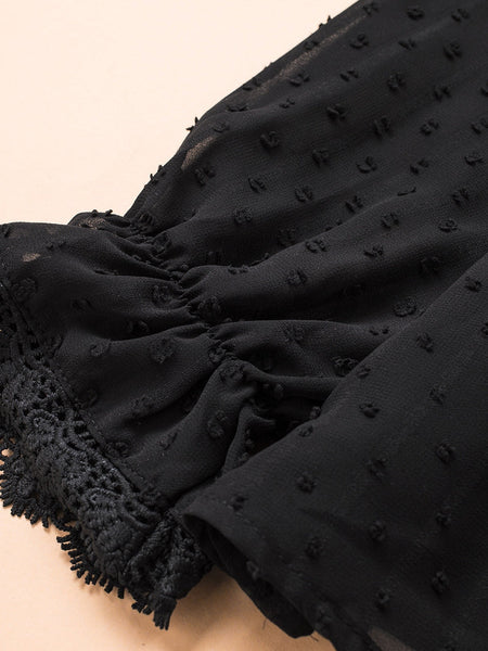 Chic Lace Panel Long Sleeve Blouse