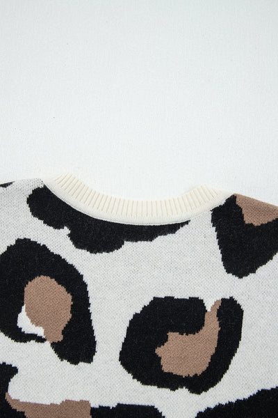 Cozy Women's Leopard Print Patchwork Sweater - Stylish Fall Layering Essential in Warm Tones