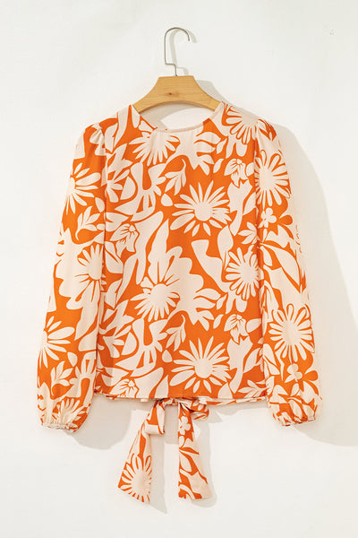Lightweight Women's Orange Floral Blouse - Stylish Short Sleeve Summer Top with Relaxed Fit for Effortless Comfort