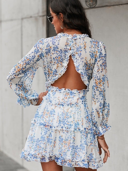 Women's Lapel Striped Print Belted Long Sleeve Dress