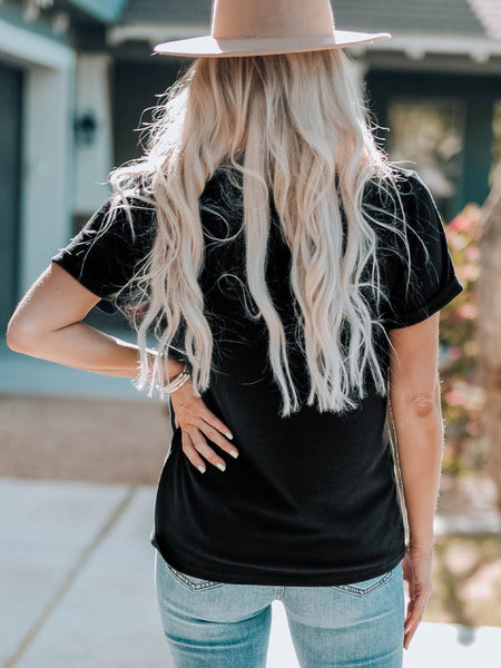 Western Black Sequin Crawfish Graphic Tee