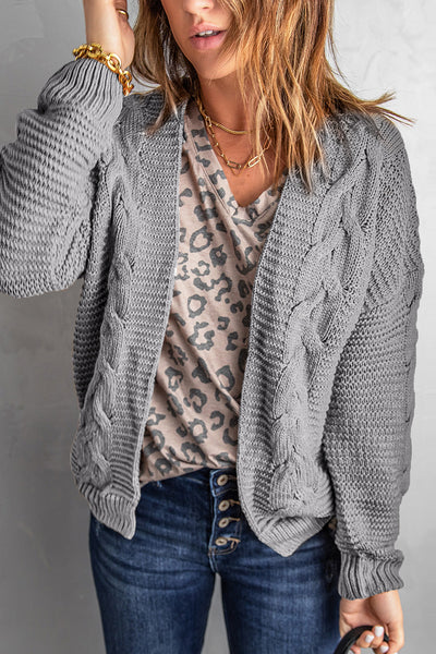 Oversized Cozy Gray Chunky Knit Cardigan for Women - Stylish Long Sleeve Sweater for Casual Comfort and Everyday Wear