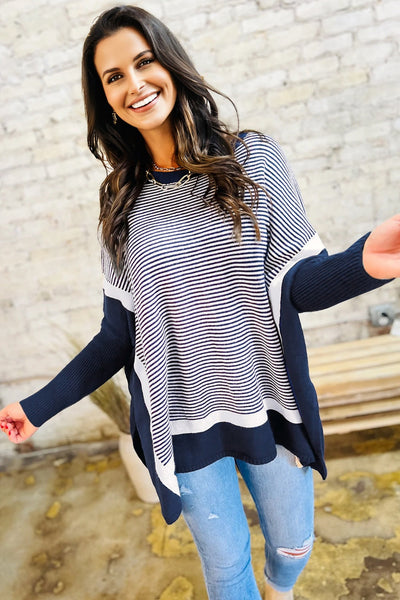 Trendy Women's Color Block Knit Sweater - Cozy Long Sleeve Pullover for Effortless Fall & Winter Fashion