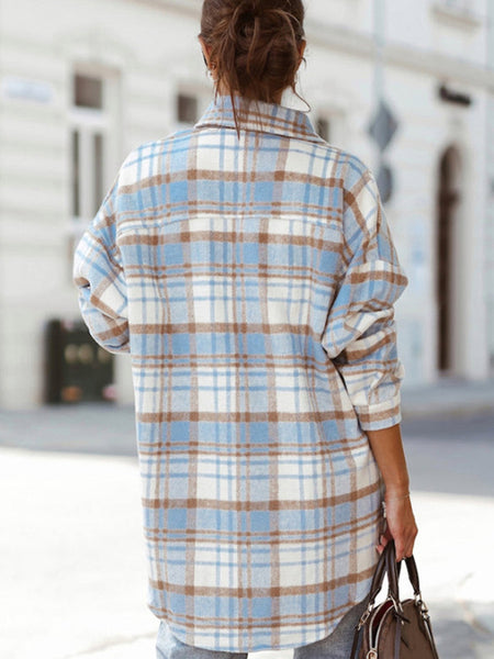 Women's Detachable Hood Plaid Flannel Shacket with Pockets