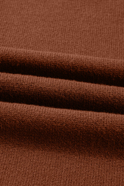 Women's Cozy Chestnut Ribbed High Neck Shift Dress with Pockets - Perfect Fall Fashion for Effortless Style