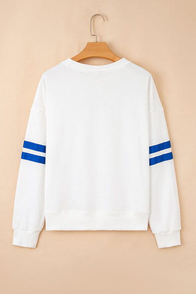 Cozy Cotton Blend Women's Varsity Striped Sweatshirt - Stylish Casual Fit for Effortless Everyday Comfort