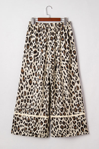 Chic Women's Leopard Print Wide Leg Pants - Comfortable, Trendy Fit for Casual and Stylish Everyday Wear